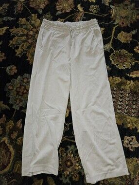 Casual White Drawstring Sweatpants